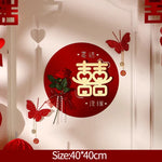 décorations murales mariage chinois double bonheur fleurs papier motifs traditionnels festifs romantiques