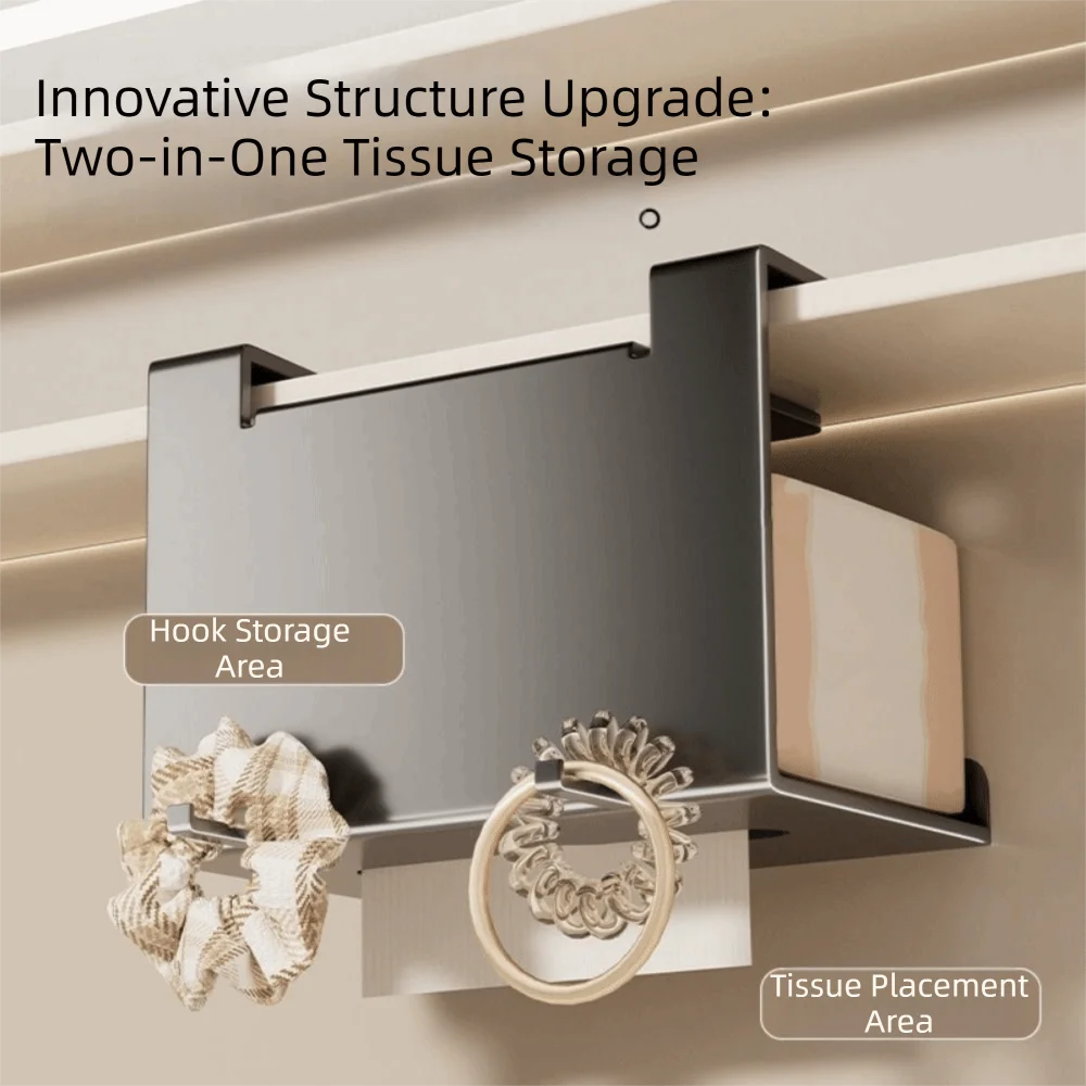porte mouchoirs réutilisable acier inoxydable moderne beige gris multifonctionnels sous meuble
