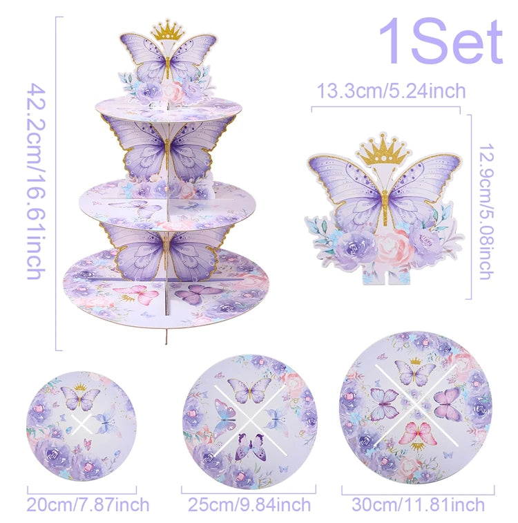 boîtes pop corn décoratives papillons rose violet doré fête anniversaire mariage baptême fille