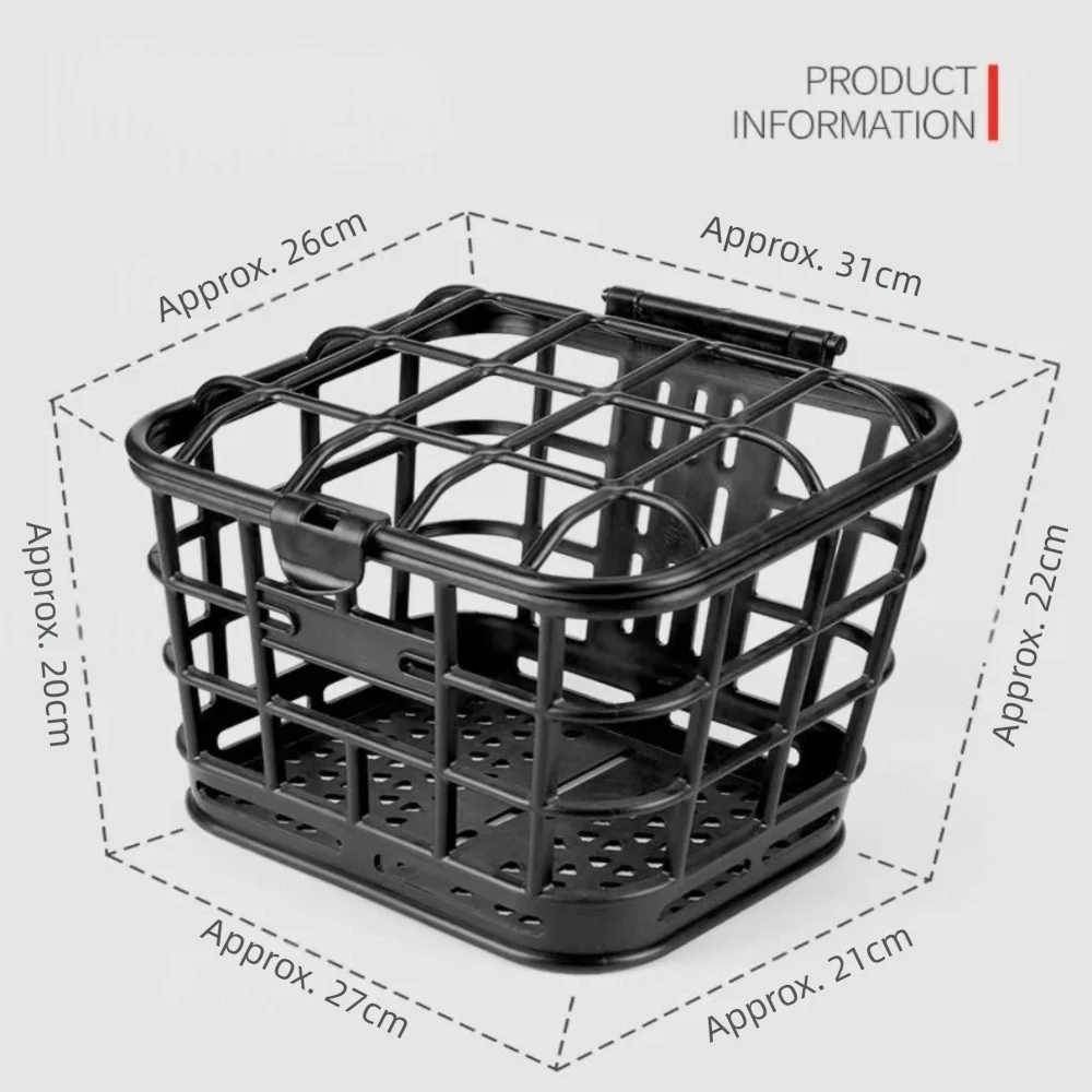 panier avant vélo électrique noir couvercle plastique structure grille utilitaire transport fruits légumes