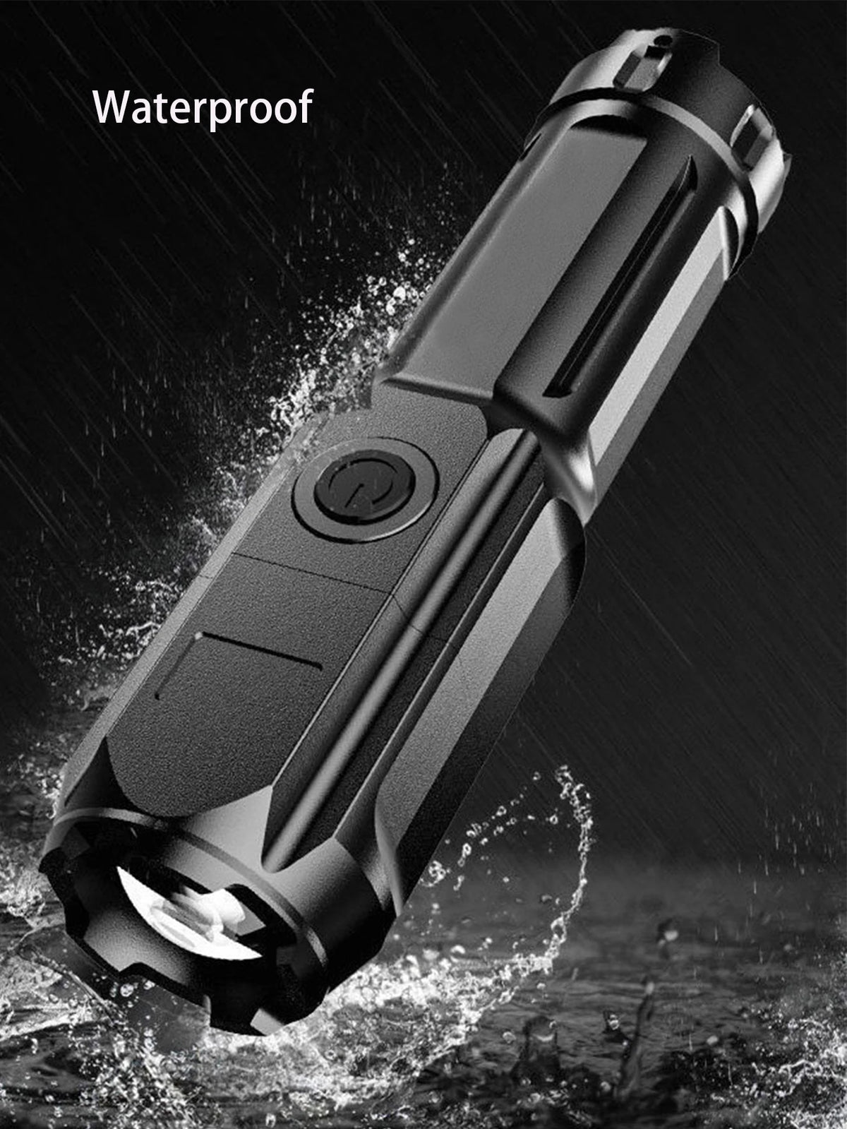 lampe torche noire rechargeable 250 lumens zoom moderne camping 100 200mètres certifiée usb