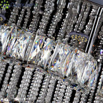 lustre moderne élégant cristal transparent strass doré chic lumière led salon decoration