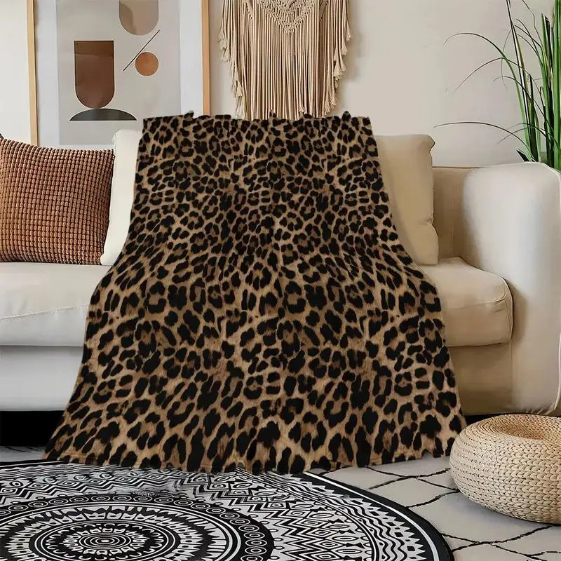 couverture léopard polyester moderne portable toutes saisons tissu polaire imprimé bébés rectangle voyages
