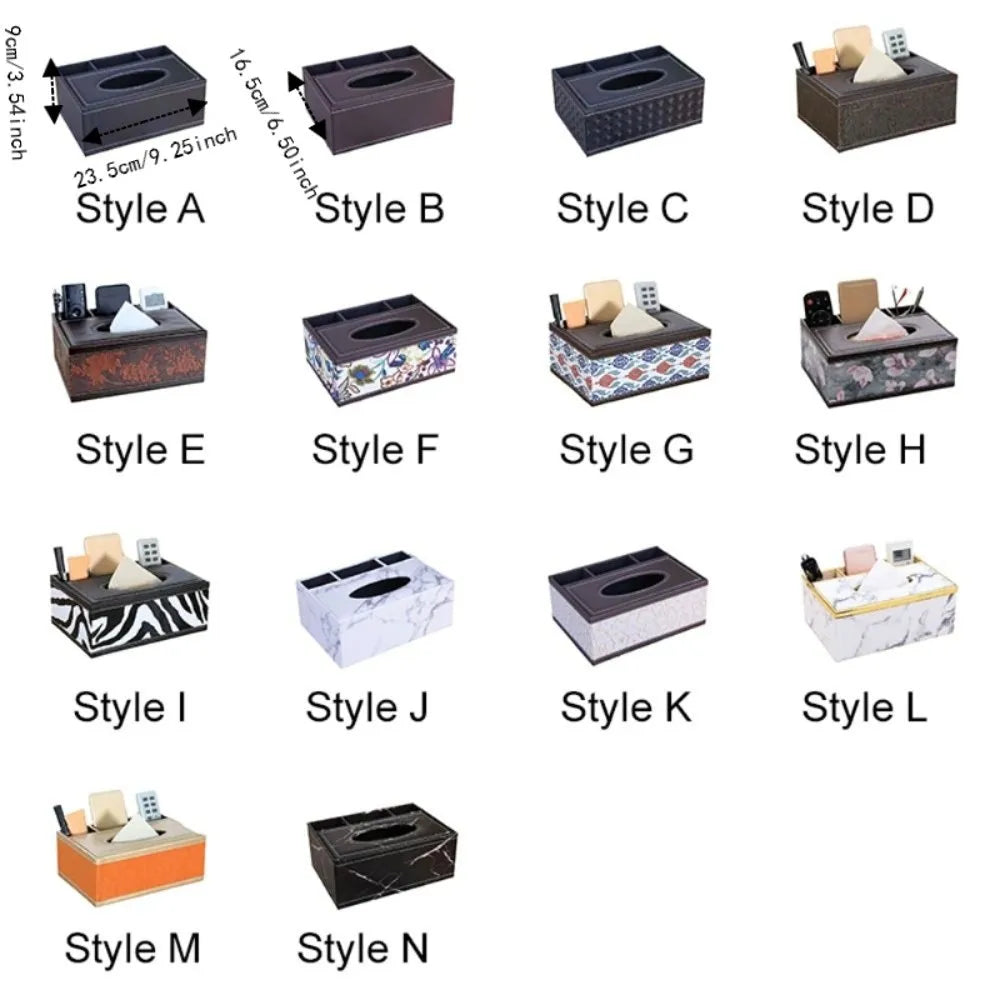 boîte mouchoirs simili cuir noire classique compartiments rangement télécommande objetos divers