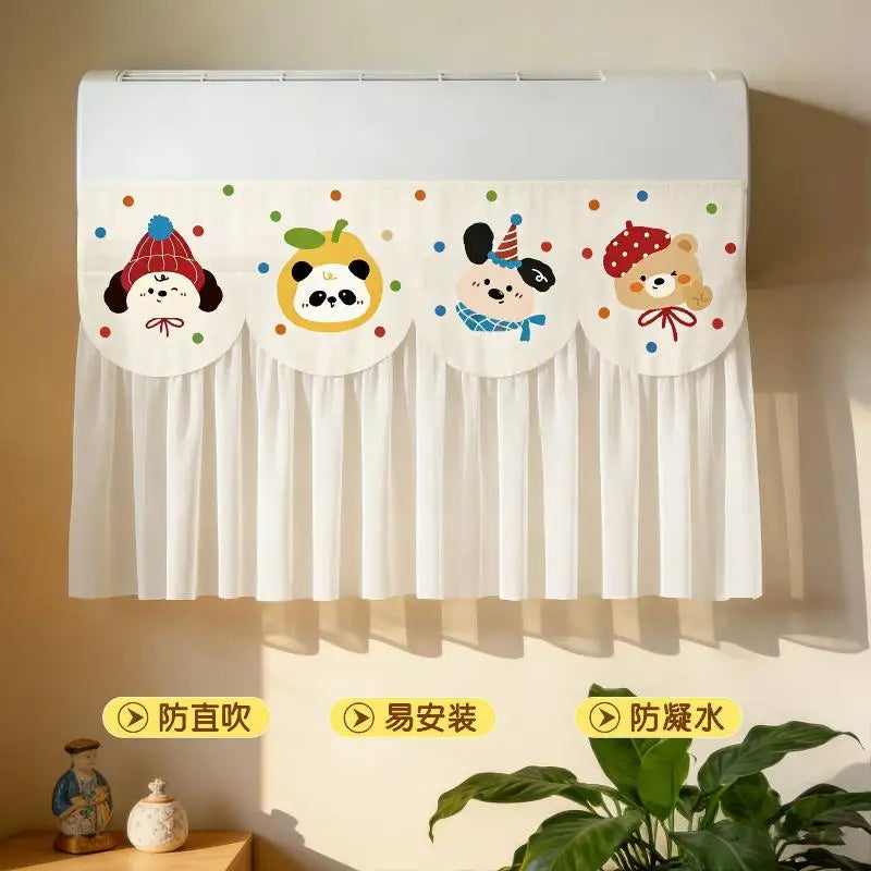 rideau protection climatiseur tissu écologique adhésif motifs animaux mignons couleurs vives plissé sans perçage