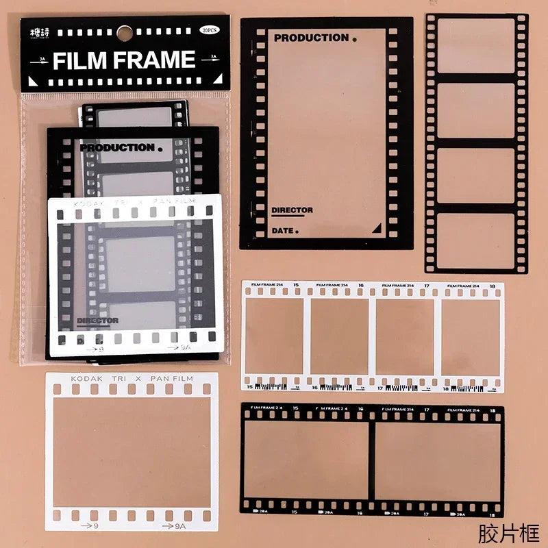 cadres photo film vintage autocollants transparents clips boîtes médias sociaux papier minimaliste modernes