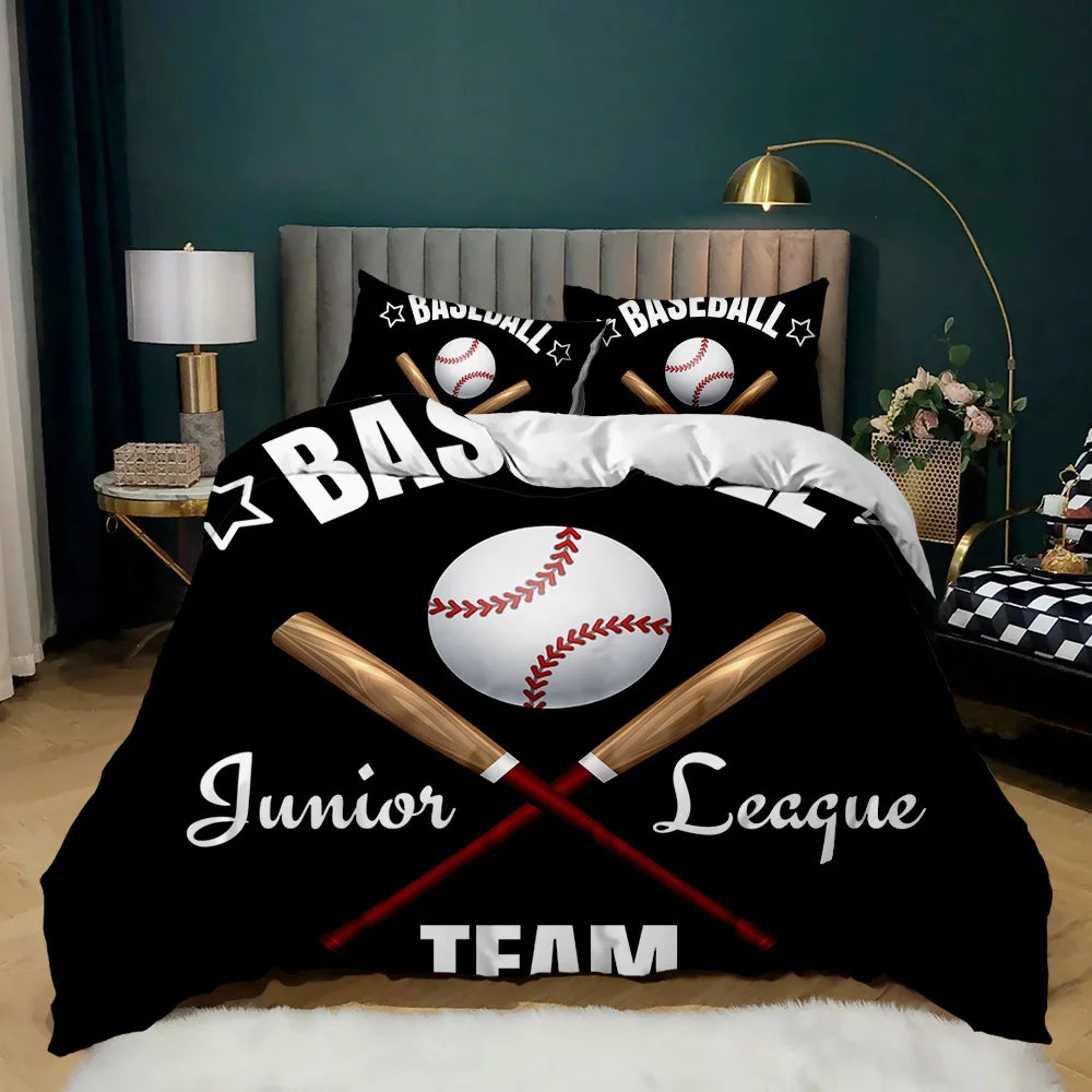 Détail de l'impression 3D Baseball sur la housse de couette