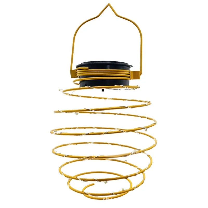 Lanterne solaire spirale bleue accrochée à un arbre