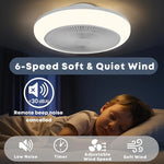 ventilateur led moderne blanc grille blanche luminosité télécommande contemporain chambre salon