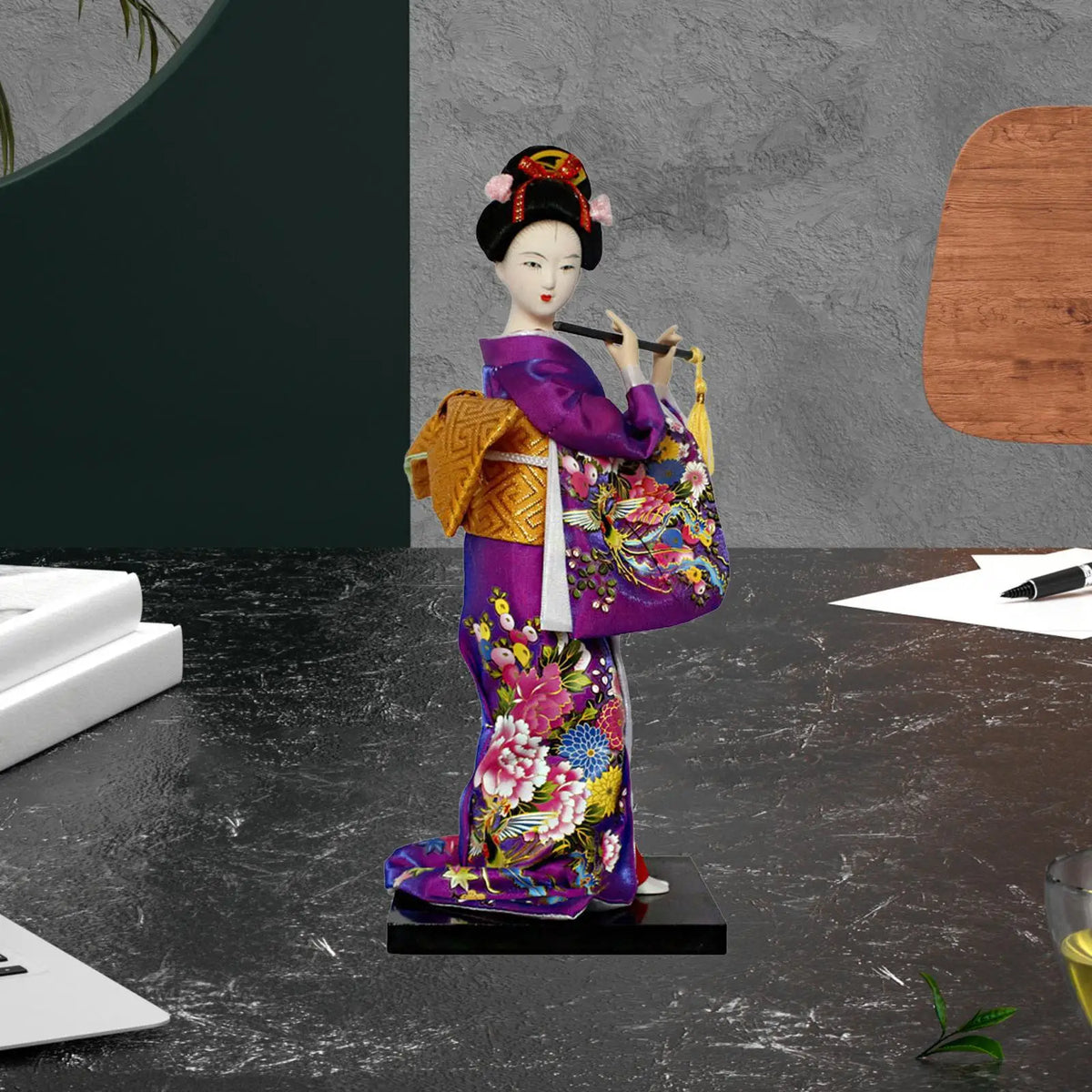 poupées geisha japonaises traditionnelles figurines ethniques résine décoratives accessoires traditionnels or broderies floraux