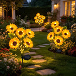 décorations florales solaires jaune vert moderne bouquet tournesol feuilles extérieures patio jardin led étanches