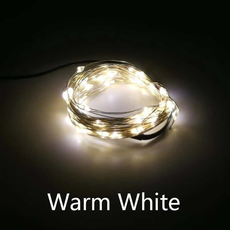 Guirlande lumineuse LED fil cuivre 12V multicolore 5M 10M 50 100 LEDs moderne