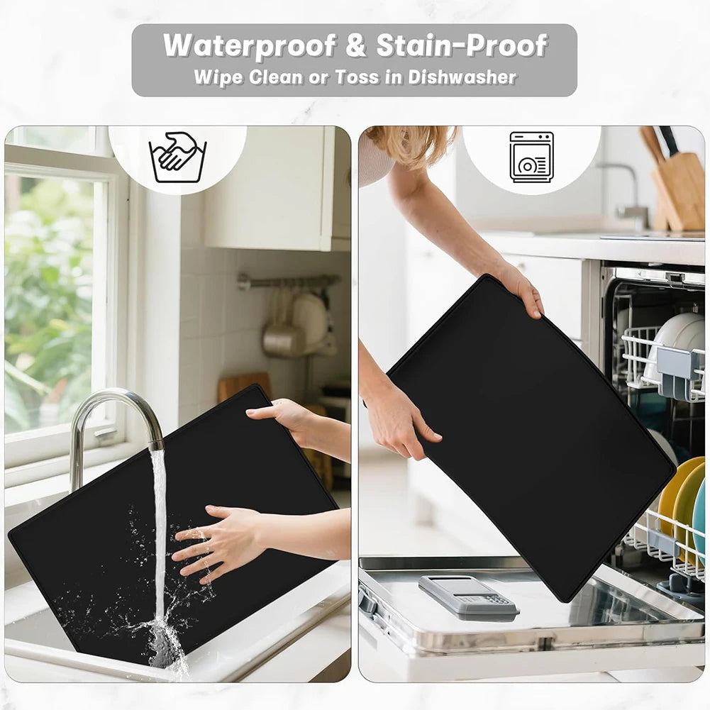 tapis protection appareils ménagers silicone noir moderne sans adhésif 47cm 28cm