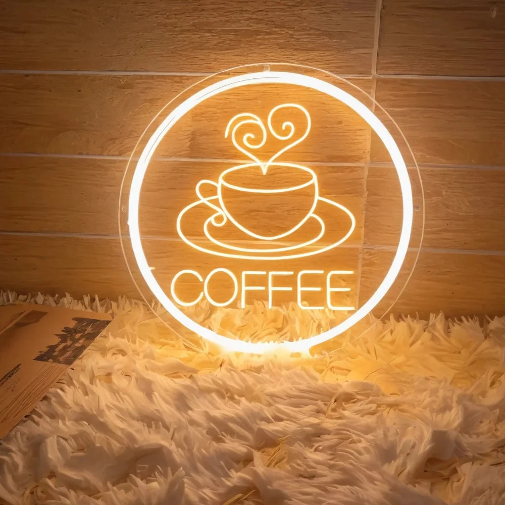 néon lumineux moderne coffee blanc bleu rouge jaune décoration intérieure professionnelle usb alimentée