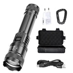 torche tactique rechargeable led 2000lm ipx4 moderne noire texturée camping
