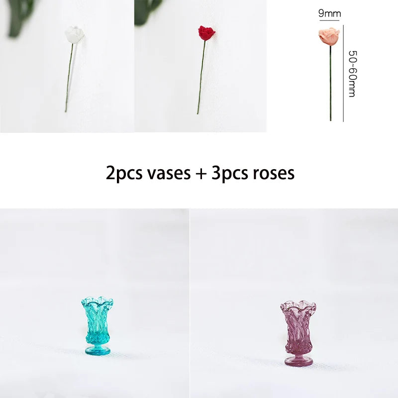 vases résine relief transparents opaques vintage couleurs vert rouge gris bleu violet set 5pcs