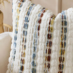 coussin carré rayé nordique rustique blanc marron bleu vert décoration voiture