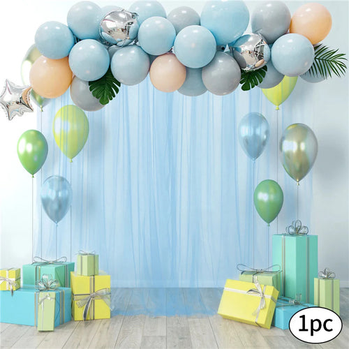 rideau mariage transparent tulle polyester blanc lavande noir décoration fête anniversaire
