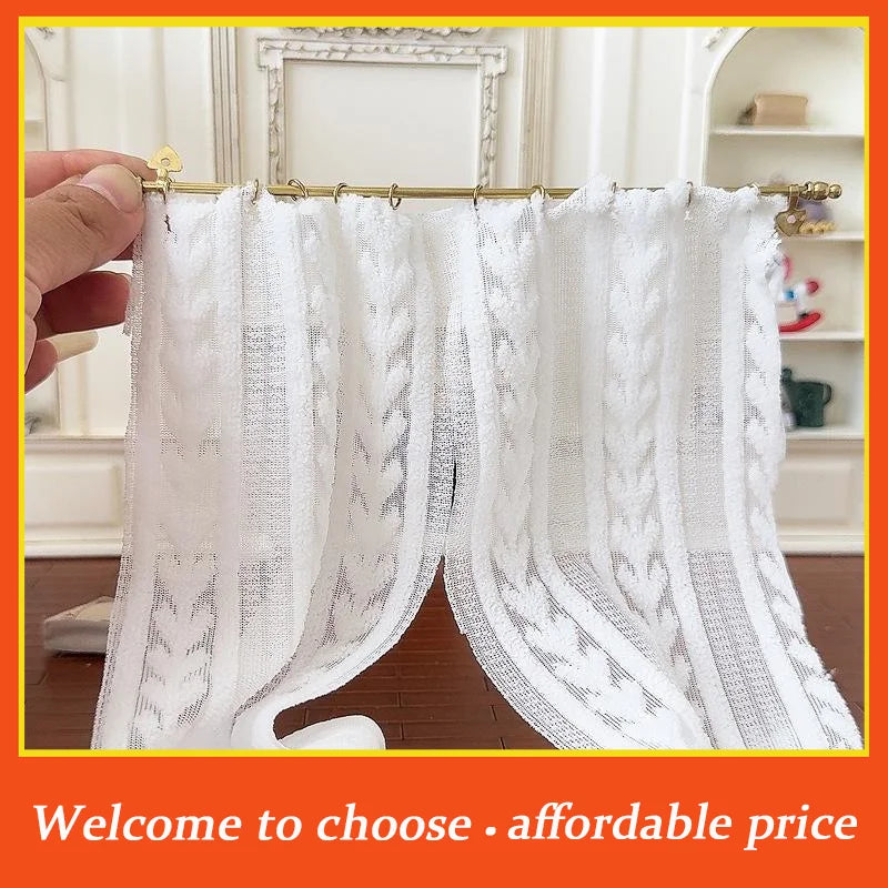 rideau blanc classique rayures accessoire poupée 14 ans plus ruban serrure 17cm 11cm opaquet