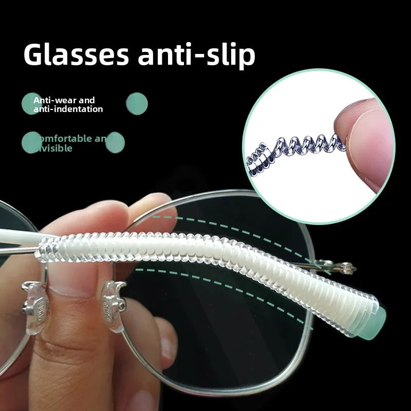 accessoires lunettes anti glisse silicone spirale ondulée transparent argenté fixations branches lunettes cutter