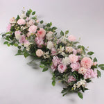 guirlande florale artificielle fleurs roses dahlias feuilles vertes décoration murale extérieure 100cm blanc rose