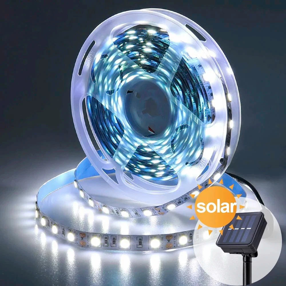 ruban led solaire 5m blanc moderne ip65 adhésif 18+lumières