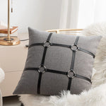 taies d'oreiller houndstooth gris noir contemporain brodé respectueux environnement 45x45cm decoration chambre coucher
