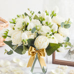 bouquet fleurs artificielles soie décoration maison mariage anniversaire fêtes extérieur roses pivoines classique