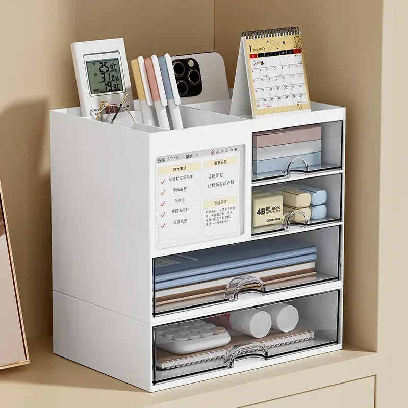 boîte rangement moderne blanc étiquettes autocollantes rubans adhésifs pochettes documents grande capacité multifonctionnelle ecofriendly