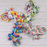 sculpture multicolore mosaïque art contemporain lézard opacité ornement intérieur résine