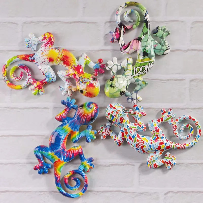 sculpture multicolore mosaïque art contemporain lézard opacité ornement intérieur résine