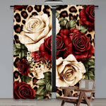rideau moderne roses rouges léopard opaque 100 polyester 75x166 105x230 130x210 deux panneaux