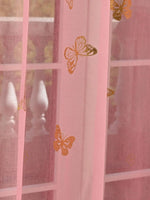 rideau transparent rose papillons dorés motif infini tissu polyester moderne décoration chambre salonhôtel
