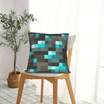 housse coussin carré moderne motif géométrique bleu gris noir polyester lit décoration chambre enfant