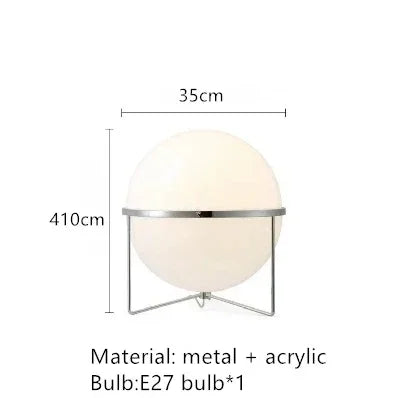 lampe sol moderne minimaliste blanc chrome boule acrylique translucent DEL interruptron haut bas vde
