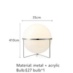 lampe sol moderne minimaliste blanc chrome boule acrylique translucent DEL interruptron haut bas vde