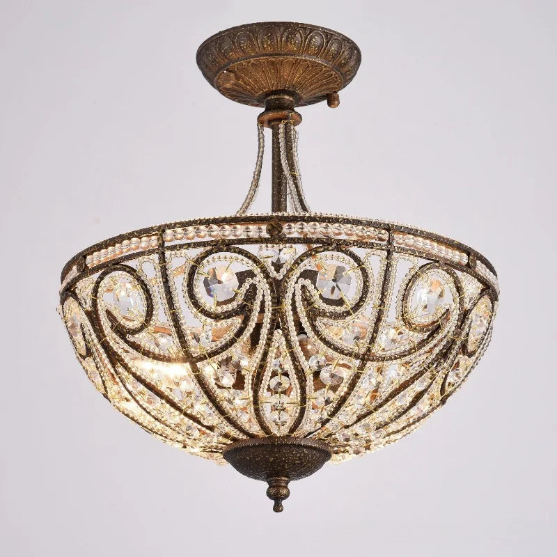 lampe suspendue dorée ornements floraux classique transparente baroque