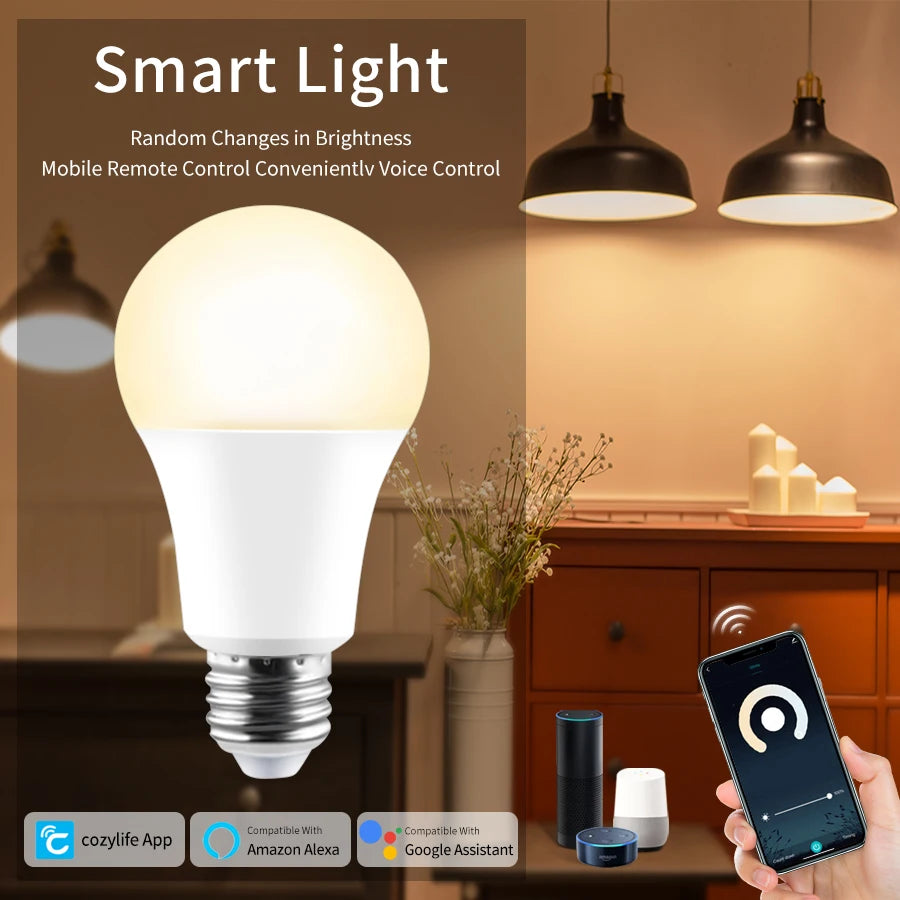 Ampoule LED intelligente E27 12W 15W 20W blanc mat moderne contrôle application 2700K 6500K