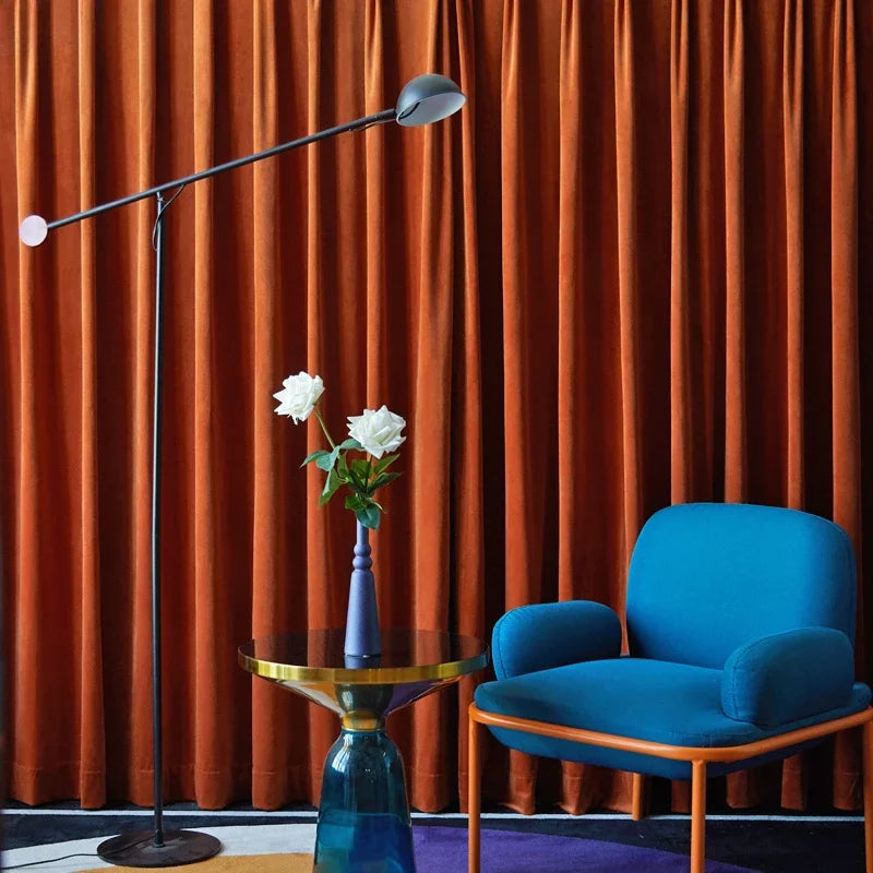 rideau velours orange moderne opaque uni salon chambre décoration intérieure