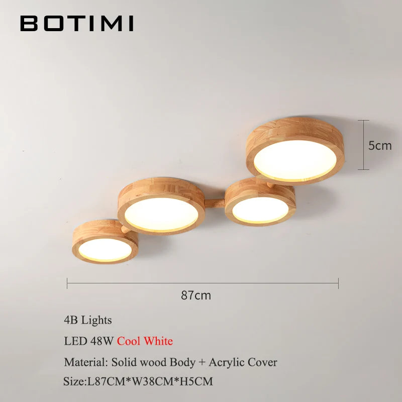 plafonnier bois massif moderne éclairage surface rond led naturel minimaliste
