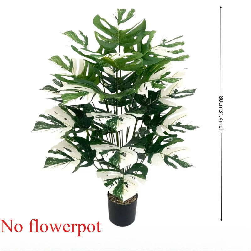 plantes artificielles feuilles monstera vertes nervures taches blanches moderne decoration intérieure