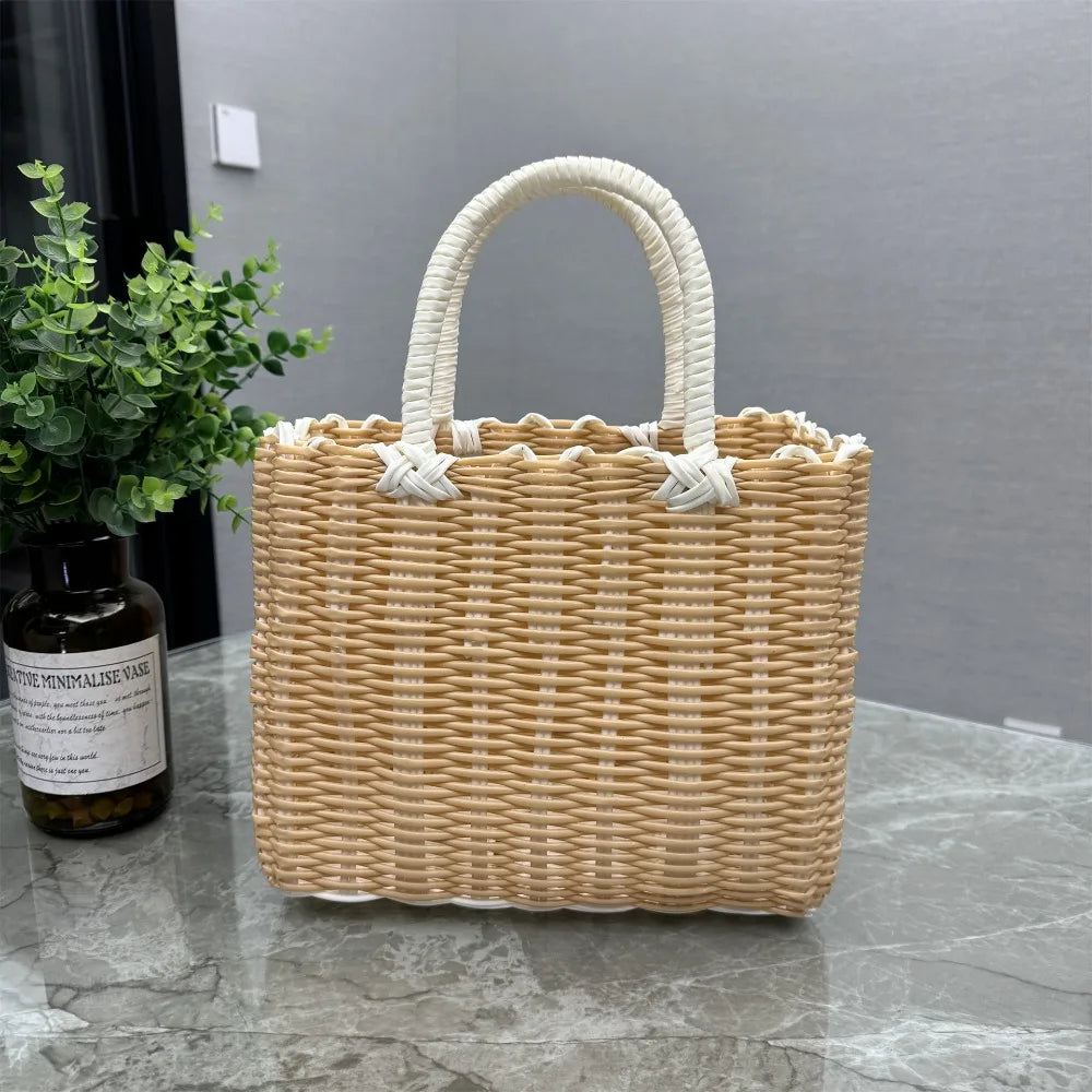 paniers rotin marron rose beige noir blanc orange tissage traditionnel moderne minimaliste poignées corde