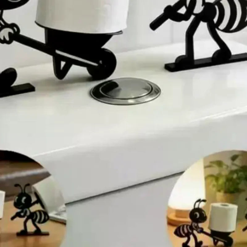 porte rouleau papier toilette fourmi noir blanc décoration intérieure salle bain salon chambre cadeau