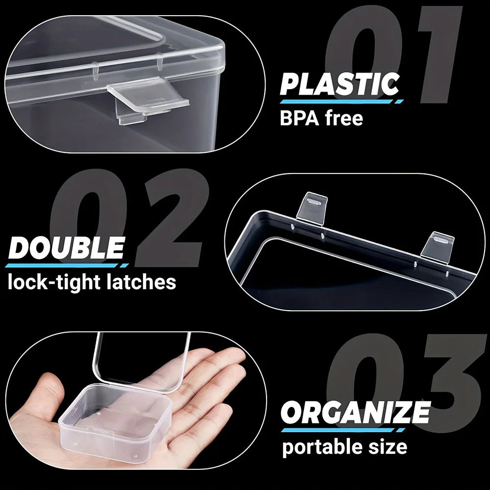 boîtes rangement transparentes compartiments clips bijoux outils organisation ateliers diy modernes pratiques sécurité portables