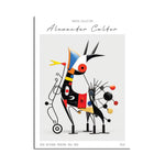 L'image présente une œuvre d'art abstraite colorée et géométrique, créée par l'artiste Alexander Calder. L'œuvre se compose de formes et de couleurs vives, formant une composition dynamique et énergique.