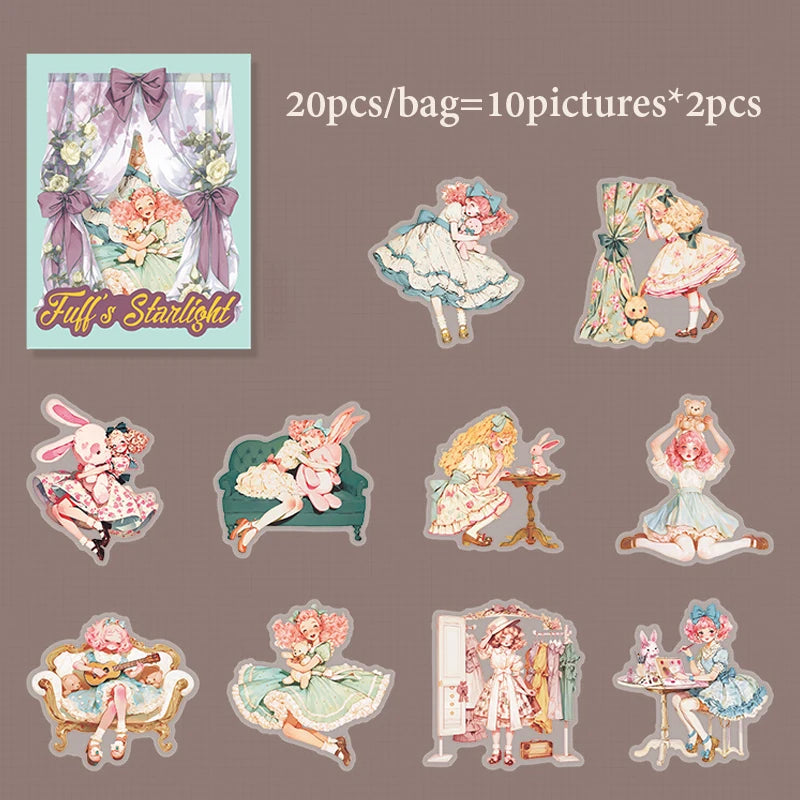 autocollants vintage multicolores personnages illustrations scènes cuisine campagne jardin opaques bricolage scrapbooking