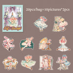autocollants vintage multicolores personnages illustrations scènes cuisine campagne jardin opaques bricolage scrapbooking