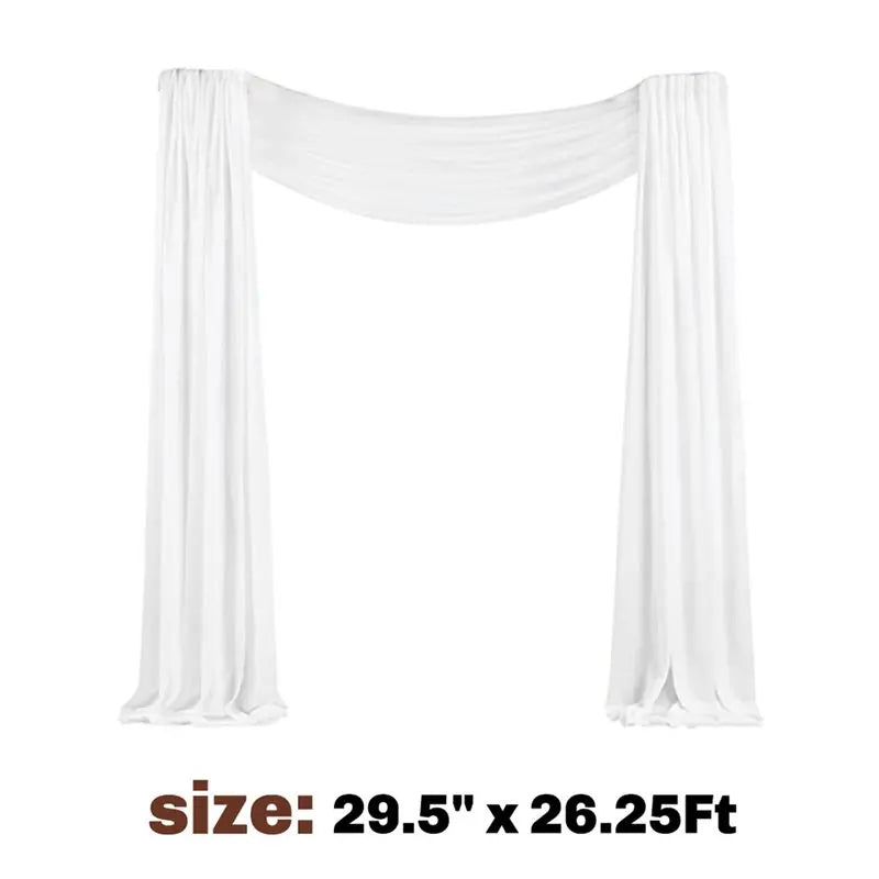 rideau blanc moderne drapeau mariage tissu opalin decoration ceremonie event backdrop 8m 0.75m