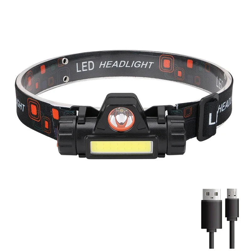 lampe frontale led rechargeable usb étanche camping cyclisme noir rouge jaune imprimée bandes ajustables