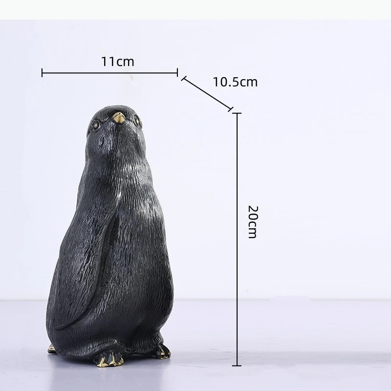 sculpture orne animaux oiseaux pingouin or texture moderne décoration maison occasionnels